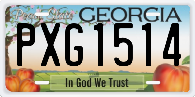 GA license plate PXG1514