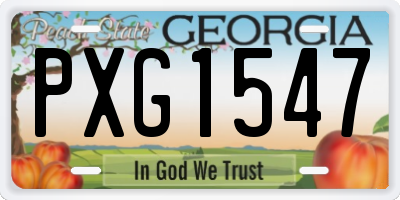 GA license plate PXG1547