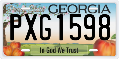 GA license plate PXG1598
