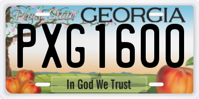 GA license plate PXG1600