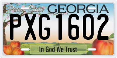 GA license plate PXG1602
