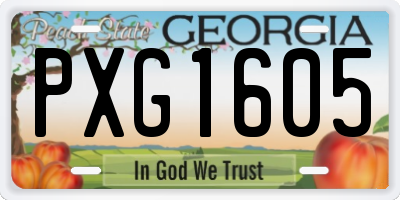 GA license plate PXG1605