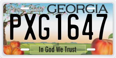 GA license plate PXG1647