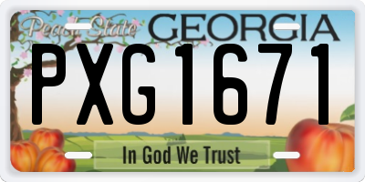 GA license plate PXG1671