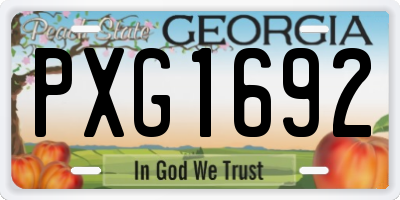 GA license plate PXG1692