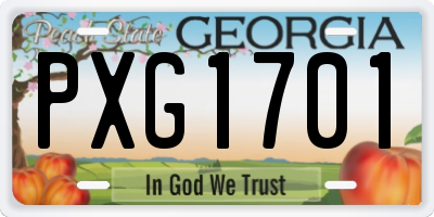 GA license plate PXG1701