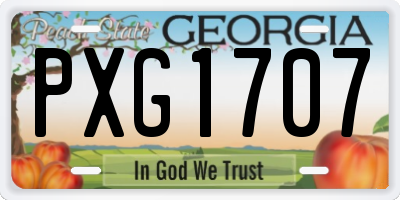 GA license plate PXG1707