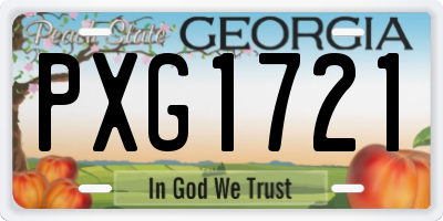 GA license plate PXG1721