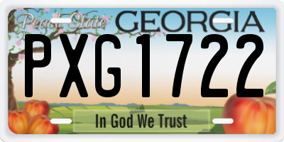 GA license plate PXG1722