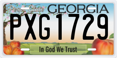 GA license plate PXG1729