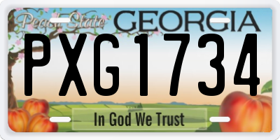 GA license plate PXG1734