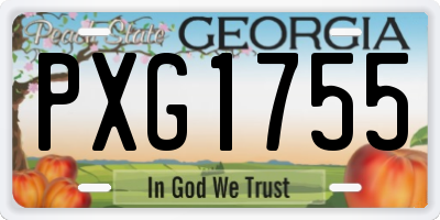 GA license plate PXG1755