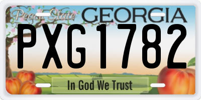 GA license plate PXG1782