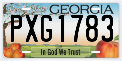 GA license plate PXG1783