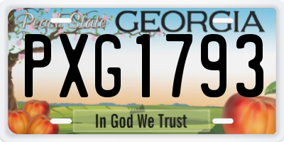 GA license plate PXG1793