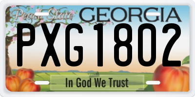 GA license plate PXG1802