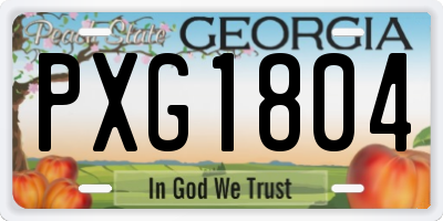 GA license plate PXG1804