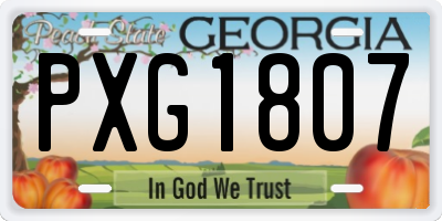 GA license plate PXG1807