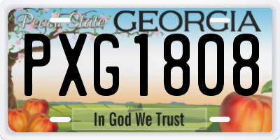 GA license plate PXG1808