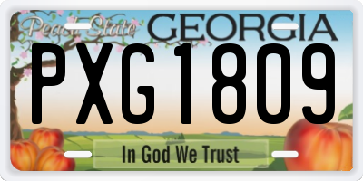 GA license plate PXG1809