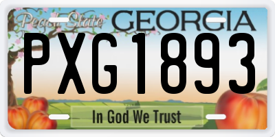 GA license plate PXG1893