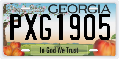 GA license plate PXG1905