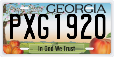 GA license plate PXG1920
