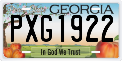 GA license plate PXG1922
