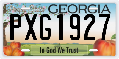 GA license plate PXG1927
