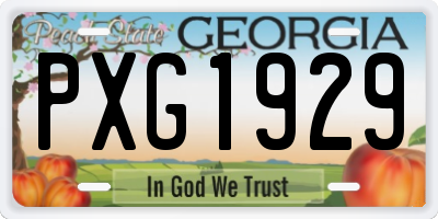 GA license plate PXG1929