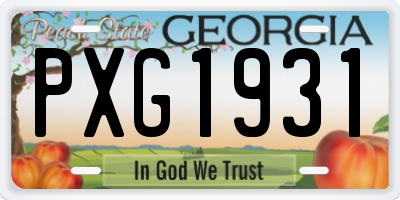 GA license plate PXG1931