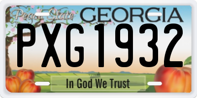 GA license plate PXG1932