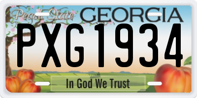 GA license plate PXG1934