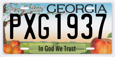 GA license plate PXG1937