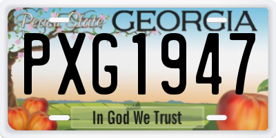 GA license plate PXG1947