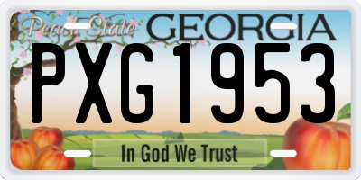 GA license plate PXG1953
