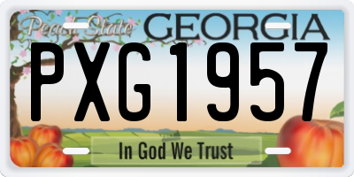 GA license plate PXG1957