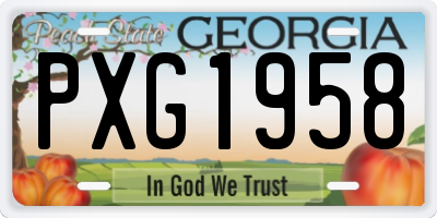 GA license plate PXG1958