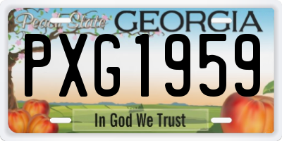 GA license plate PXG1959