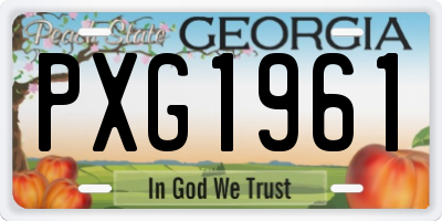 GA license plate PXG1961