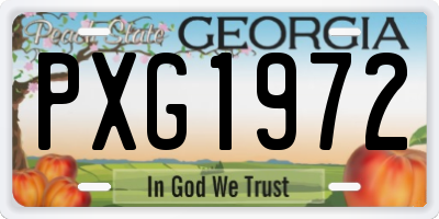 GA license plate PXG1972