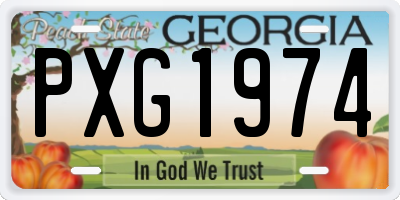 GA license plate PXG1974