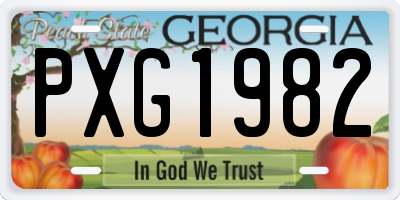 GA license plate PXG1982