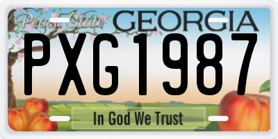 GA license plate PXG1987