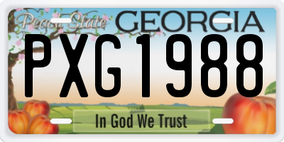 GA license plate PXG1988
