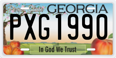 GA license plate PXG1990