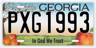 GA license plate PXG1993