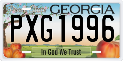 GA license plate PXG1996