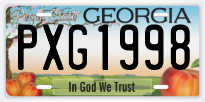 GA license plate PXG1998