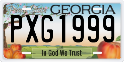 GA license plate PXG1999